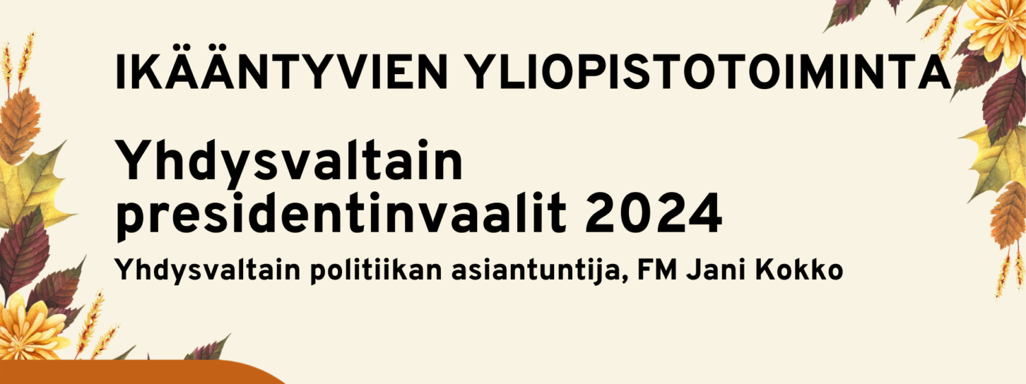 Ikääntyvien yliopisto Jani Kokko luentomainos